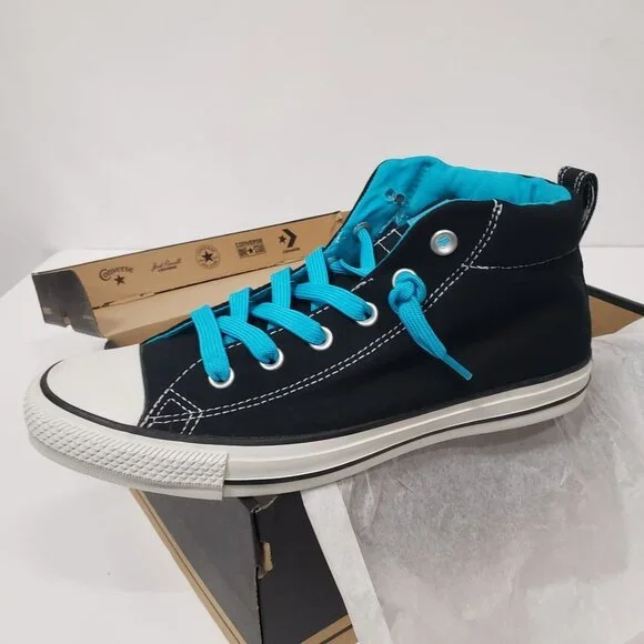 Converse Chuck Taylor Street Mid Mens Shoes Size 8 Color: Black/Blue - Picture 6 of 8